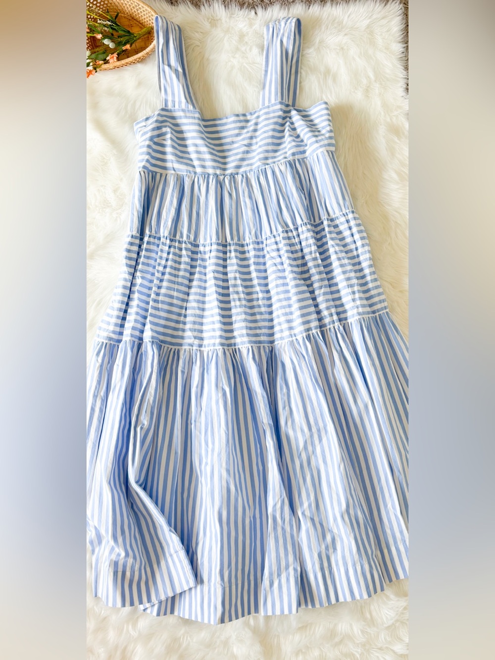 Anthropologie Helena Blue White Striped Sleeveless Midi Dress XL NWT - Picture 4 of 5